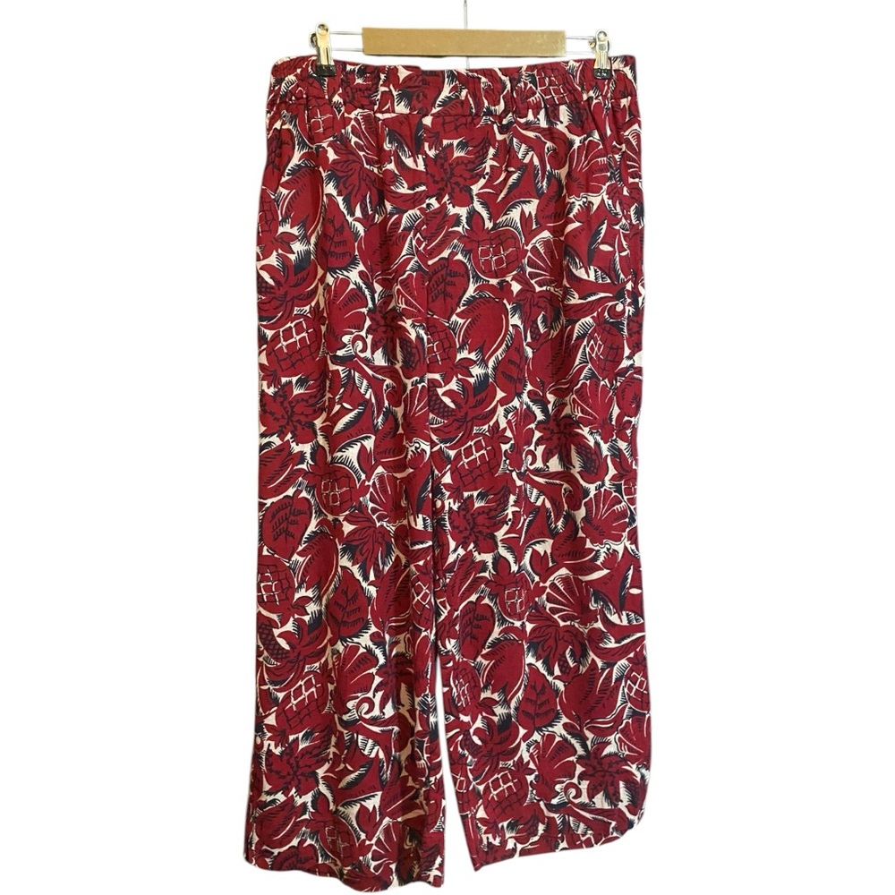 LOFT Red Floral Wide Leg Pants